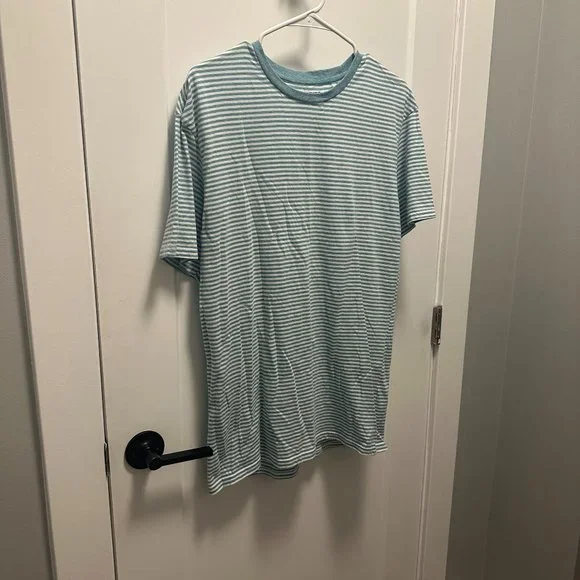 PacSun PS Basics Teal Blue Men Stripe Striped T-Shirt Medium Cotton - Picture 1 of 4